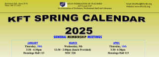 KFT Spring 2025 calendar membership meetings